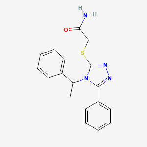 2-[[5-Phenyl-4-(1-phenylethyl)-1,2,4-triazol-3-yl]sulfanyl]acetamide