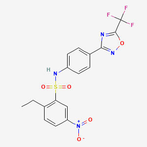 molecular formula C17H13F3N4O5S B7420901 2-ethyl-5-nitro-N-[4-[5-(trifluoromethyl)-1,2,4-oxadiazol-3-yl]phenyl]benzenesulfonamide 