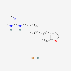 1,2-Dimethyl-3-[[4-(2-methyl-2,3-dihydro-1-benzofuran-5-yl)phenyl]methyl]guanidine;hydrobromide