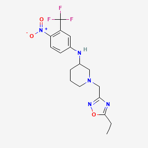 molecular formula C17H20F3N5O3 B7420919 1-[(5-ethyl-1,2,4-oxadiazol-3-yl)methyl]-N-[4-nitro-3-(trifluoromethyl)phenyl]piperidin-3-amine 