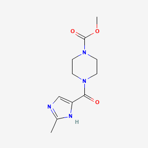 molecular formula C11H16N4O3 B7420935 methyl 4-(2-methyl-1H-imidazole-5-carbonyl)piperazine-1-carboxylate 