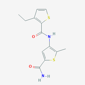 molecular formula C13H14N2O2S2 B7420955 4-[(3-Ethylthiophene-2-carbonyl)amino]-5-methylthiophene-2-carboxamide 