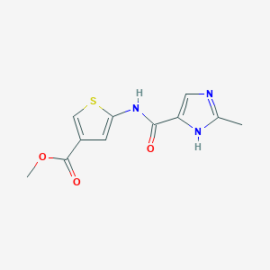 molecular formula C11H11N3O3S B7420963 methyl 5-[(2-methyl-1H-imidazole-5-carbonyl)amino]thiophene-3-carboxylate 