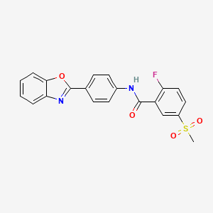 molecular formula C21H15FN2O4S B7420972 N-[4-(1,3-benzoxazol-2-yl)phenyl]-2-fluoro-5-methylsulfonylbenzamide 