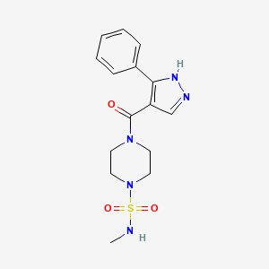 N-methyl-4-(5-phenyl-1H-pyrazole-4-carbonyl)piperazine-1-sulfonamide