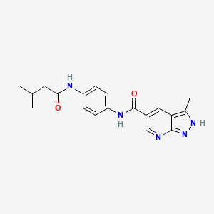 3-methyl-N-[4-(3-methylbutanoylamino)phenyl]-2H-pyrazolo[3,4-b]pyridine-5-carboxamide