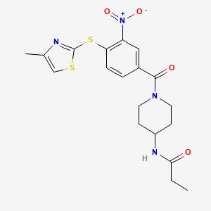 N-[1-[4-[(4-methyl-1,3-thiazol-2-yl)sulfanyl]-3-nitrobenzoyl]piperidin-4-yl]propanamide