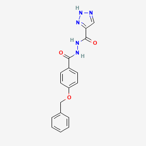 molecular formula C17H15N5O3 B7421004 N'-(4-phenylmethoxybenzoyl)-2H-triazole-4-carbohydrazide 