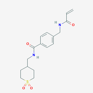 molecular formula C17H22N2O4S B7421036 N-[(1,1-dioxo-1lambda6-thian-4-yl)methyl]-4-[(prop-2-enamido)methyl]benzamide 