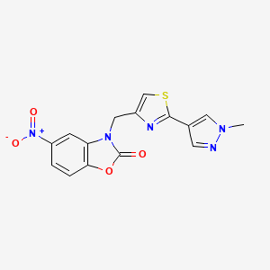 3-[[2-(1-Methylpyrazol-4-yl)-1,3-thiazol-4-yl]methyl]-5-nitro-1,3-benzoxazol-2-one