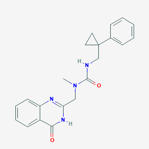 molecular formula C21H22N4O2 B7421046 1-methyl-1-[(4-oxo-3H-quinazolin-2-yl)methyl]-3-[(1-phenylcyclopropyl)methyl]urea 