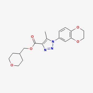 molecular formula C18H21N3O5 B7421059 Oxan-4-ylmethyl 1-(2,3-dihydro-1,4-benzodioxin-6-yl)-5-methyltriazole-4-carboxylate 