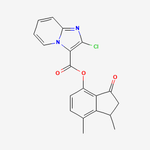 molecular formula C19H15ClN2O3 B7421079 (1,7-Dimethyl-3-oxo-1,2-dihydroinden-4-yl) 2-chloroimidazo[1,2-a]pyridine-3-carboxylate 