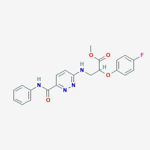 molecular formula C21H19FN4O4 B7421090 Methyl 2-(4-fluorophenoxy)-3-[[6-(phenylcarbamoyl)pyridazin-3-yl]amino]propanoate 