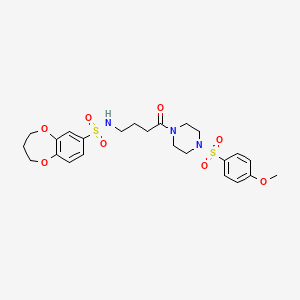 N-[4-[4-(4-methoxyphenyl)sulfonylpiperazin-1-yl]-4-oxobutyl]-3,4-dihydro-2H-1,5-benzodioxepine-7-sulfonamide