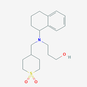 molecular formula C19H29NO3S B7421133 3-[(1,1-Dioxothian-4-yl)methyl-(1,2,3,4-tetrahydronaphthalen-1-yl)amino]propan-1-ol 