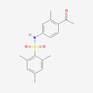 molecular formula C18H21NO3S B7421146 N-(4-acetyl-3-methylphenyl)-2,4,6-trimethylbenzenesulfonamide 