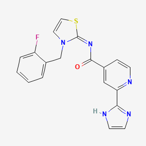 molecular formula C19H14FN5OS B7421154 N-[3-[(2-fluorophenyl)methyl]-1,3-thiazol-2-ylidene]-2-(1H-imidazol-2-yl)pyridine-4-carboxamide 