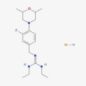 molecular formula C18H30BrFN4O B7421177 2-[[4-(2,6-Dimethylmorpholin-4-yl)-3-fluorophenyl]methyl]-1,3-diethylguanidine;hydrobromide 