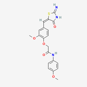 2-[4-[(E)-(2-imino-4-oxo-1,3-thiazolidin-5-ylidene)methyl]-2-methoxyphenoxy]-N-(4-methoxyphenyl)acetamide