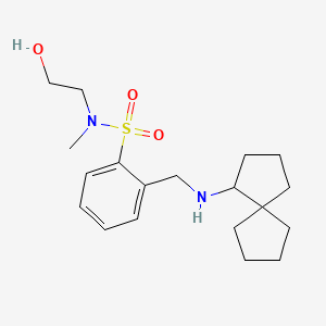 molecular formula C19H30N2O3S B7421184 N-(2-hydroxyethyl)-N-methyl-2-[(spiro[4.4]nonan-4-ylamino)methyl]benzenesulfonamide 