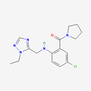 molecular formula C16H20ClN5O B7421194 [5-Chloro-2-[(2-ethyl-1,2,4-triazol-3-yl)methylamino]phenyl]-pyrrolidin-1-ylmethanone 