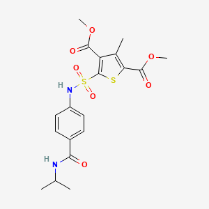 molecular formula C19H22N2O7S2 B7421246 Dimethyl 3-methyl-5-[[4-(propan-2-ylcarbamoyl)phenyl]sulfamoyl]thiophene-2,4-dicarboxylate 