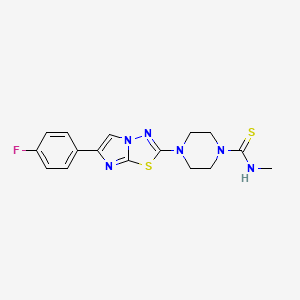 molecular formula C16H17FN6S2 B7421286 4-[6-(4-fluorophenyl)imidazo[2,1-b][1,3,4]thiadiazol-2-yl]-N-methylpiperazine-1-carbothioamide 