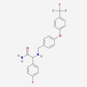 molecular formula C22H18F4N2O2 B7421294 2-(4-Fluorophenyl)-2-[[4-[4-(trifluoromethyl)phenoxy]phenyl]methylamino]acetamide 