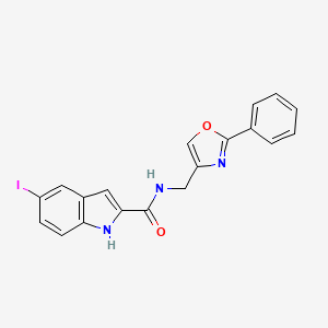 molecular formula C19H14IN3O2 B7421300 5-iodo-N-[(2-phenyl-1,3-oxazol-4-yl)methyl]-1H-indole-2-carboxamide 