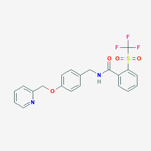 N-[[4-(pyridin-2-ylmethoxy)phenyl]methyl]-2-(trifluoromethylsulfonyl)benzamide