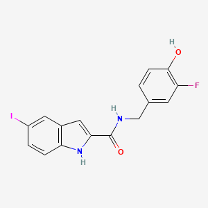 molecular formula C16H12FIN2O2 B7421360 N-[(3-fluoro-4-hydroxyphenyl)methyl]-5-iodo-1H-indole-2-carboxamide 