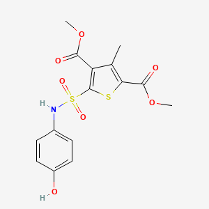 molecular formula C15H15NO7S2 B7421379 Dimethyl 5-[(4-hydroxyphenyl)sulfamoyl]-3-methylthiophene-2,4-dicarboxylate 