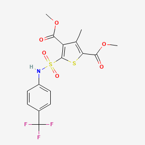 molecular formula C16H14F3NO6S2 B7421390 Dimethyl 3-methyl-5-[[4-(trifluoromethyl)phenyl]sulfamoyl]thiophene-2,4-dicarboxylate 