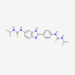 molecular formula C21H26N6S2 B7421410 1-propan-2-yl-3-[4-[6-(propan-2-ylcarbamothioylamino)-1H-benzimidazol-2-yl]phenyl]thiourea 