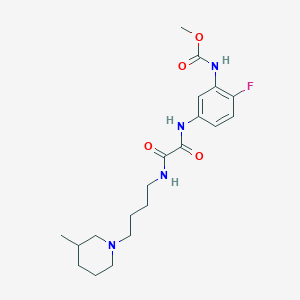 molecular formula C20H29FN4O4 B7421436 methyl N-[2-fluoro-5-[[2-[4-(3-methylpiperidin-1-yl)butylamino]-2-oxoacetyl]amino]phenyl]carbamate 