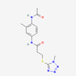 molecular formula C14H18N6O2S B7421458 N-(4-acetamido-3-methylphenyl)-3-(1-methyltetrazol-5-yl)sulfanylpropanamide 