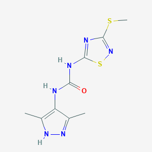 molecular formula C9H12N6OS2 B7421469 1-(3,5-dimethyl-1H-pyrazol-4-yl)-3-(3-methylsulfanyl-1,2,4-thiadiazol-5-yl)urea 