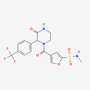 molecular formula C17H16F3N3O5S B7421491 N-methyl-4-[3-oxo-2-[4-(trifluoromethyl)phenyl]piperazine-1-carbonyl]furan-2-sulfonamide 