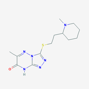 molecular formula C13H20N6OS B7421498 6-methyl-3-[2-(1-methylpiperidin-2-yl)ethylsulfanyl]-8H-[1,2,4]triazolo[4,3-b][1,2,4]triazin-7-one 