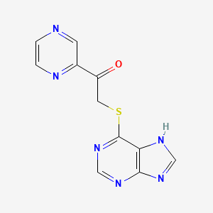 molecular formula C11H8N6OS B7421501 2-(7H-purin-6-ylsulfanyl)-1-pyrazin-2-ylethanone 