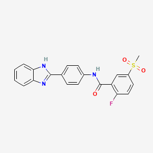 molecular formula C21H16FN3O3S B7421512 N-[4-(1H-benzimidazol-2-yl)phenyl]-2-fluoro-5-methylsulfonylbenzamide 