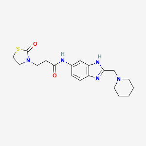 3-(2-oxo-1,3-thiazolidin-3-yl)-N-[2-(piperidin-1-ylmethyl)-3H-benzimidazol-5-yl]propanamide