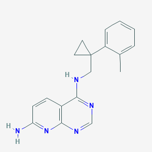 molecular formula C18H19N5 B7421542 4-N-[[1-(2-methylphenyl)cyclopropyl]methyl]pyrido[2,3-d]pyrimidine-4,7-diamine 