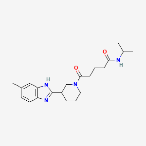 molecular formula C21H30N4O2 B7421618 5-[3-(6-methyl-1H-benzimidazol-2-yl)piperidin-1-yl]-5-oxo-N-propan-2-ylpentanamide 