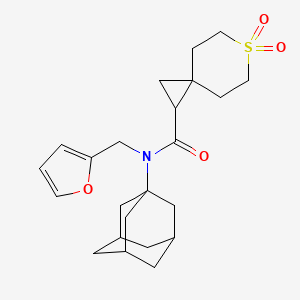 molecular formula C23H31NO4S B7421656 N-(1-adamantyl)-N-(furan-2-ylmethyl)-6,6-dioxo-6lambda6-thiaspiro[2.5]octane-2-carboxamide 