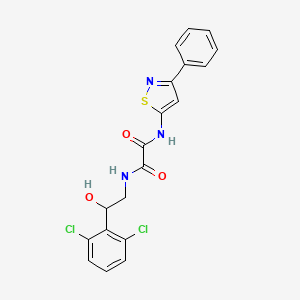 molecular formula C19H15Cl2N3O3S B7421662 N-[2-(2,6-dichlorophenyl)-2-hydroxyethyl]-N'-(3-phenyl-1,2-thiazol-5-yl)oxamide 