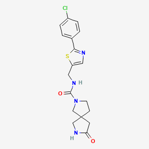 N-[[2-(4-chlorophenyl)-1,3-thiazol-5-yl]methyl]-8-oxo-2,7-diazaspiro[4.4]nonane-2-carboxamide