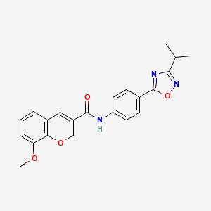 8-methoxy-N-[4-(3-propan-2-yl-1,2,4-oxadiazol-5-yl)phenyl]-2H-chromene-3-carboxamide