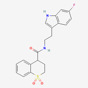 molecular formula C20H19FN2O3S B7421717 N-[2-(6-fluoro-1H-indol-3-yl)ethyl]-1,1-dioxo-3,4-dihydro-2H-thiochromene-4-carboxamide 